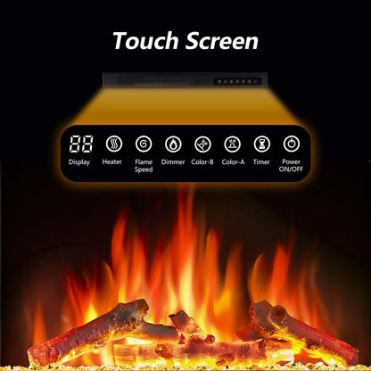 60" Fireplace TV Stand with Freestanding Electric Fireplace & Wooden Storage Cabinet