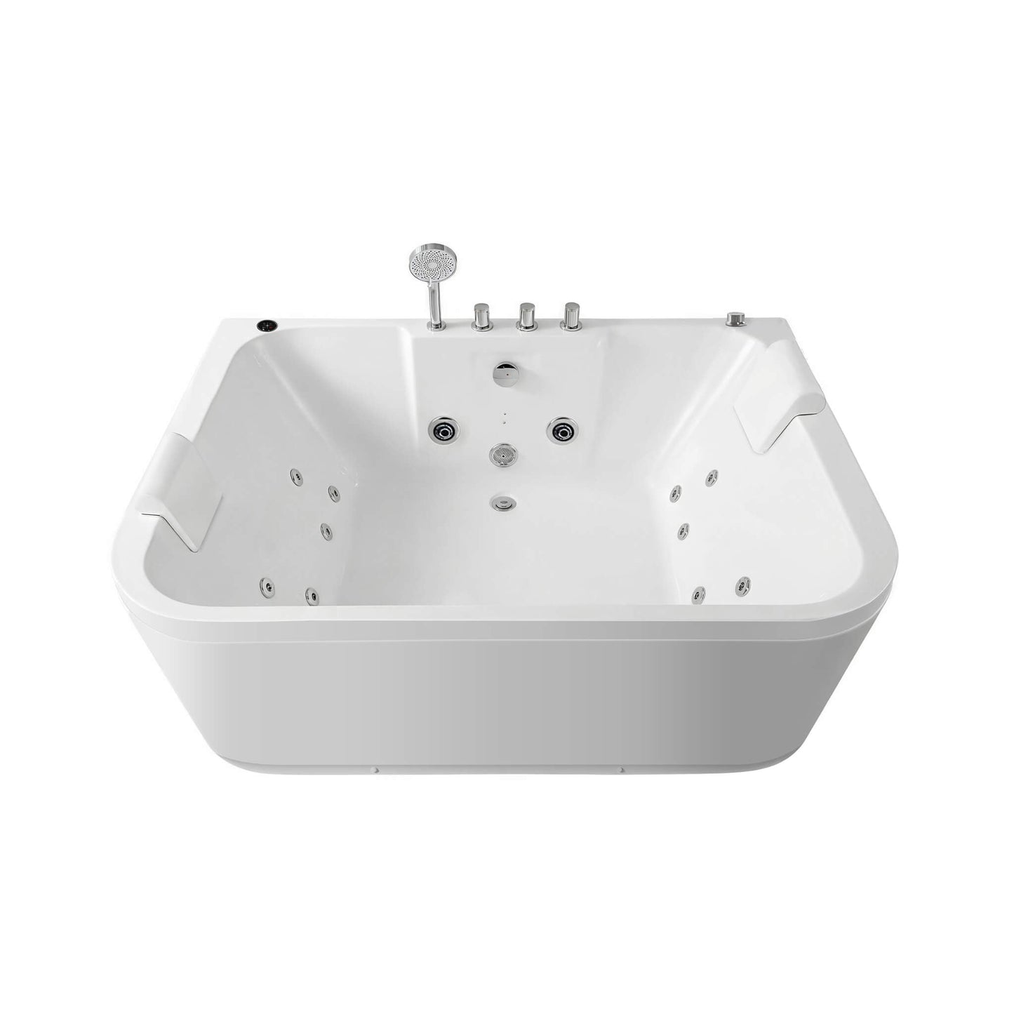 Nuvia 61-Inch 2-Person Acrylic Whirlpool Massage Bathtub with 16 Water Jets and LED Lights