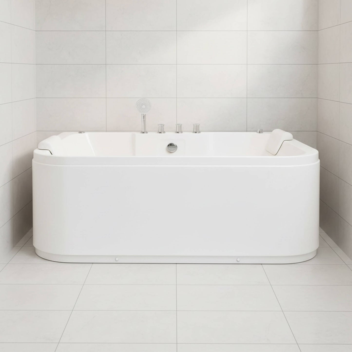 Nuvia 61-Inch 2-Person Acrylic Whirlpool Massage Bathtub with 16 Water Jets and LED Lights
