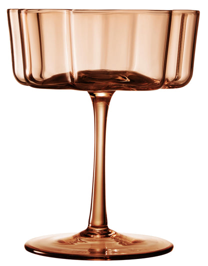 Flower Wave Coupe Cocktail Colored Glasses | Set of 6 | Venus Brown Colors