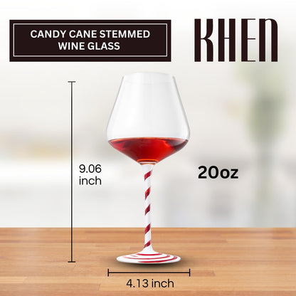 Khen Holiday Candy Cane Wine Glasses Set of 2 Santa Red White Striped