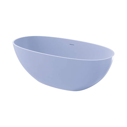 61" X 29.5" Inch Nuvia Freestanding Modern Oval Stone Resin Soaking Tub with Overflow Drain