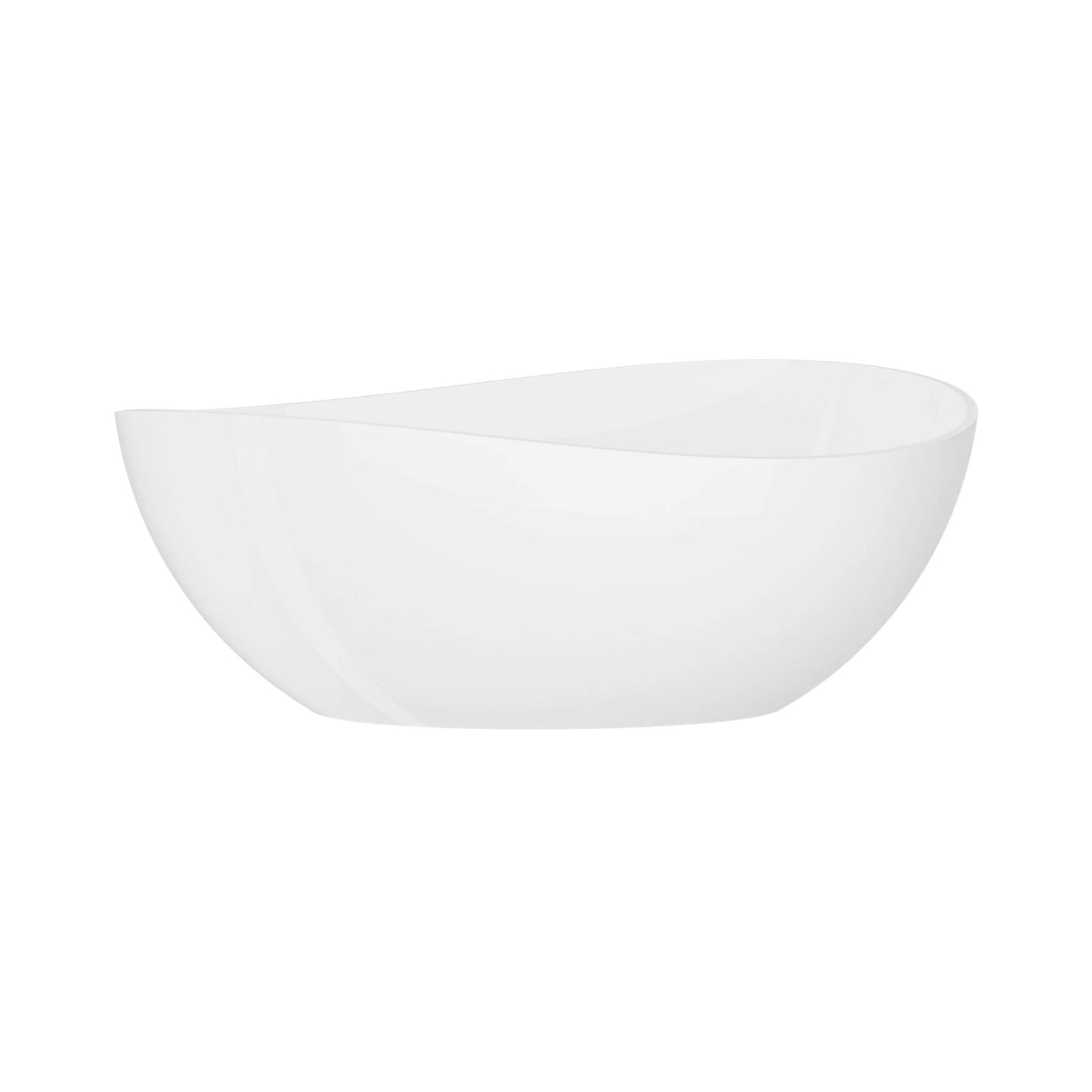 Nuvia 63-Inch Freestanding Glossy White Stone Resin Bathtub with Overflow and Drain