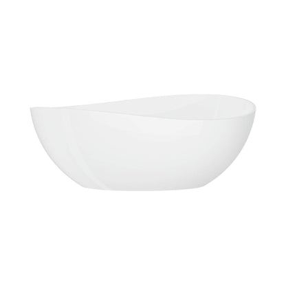 Nuvia 63-Inch Freestanding Glossy White Stone Resin Bathtub with Overflow and Drain
