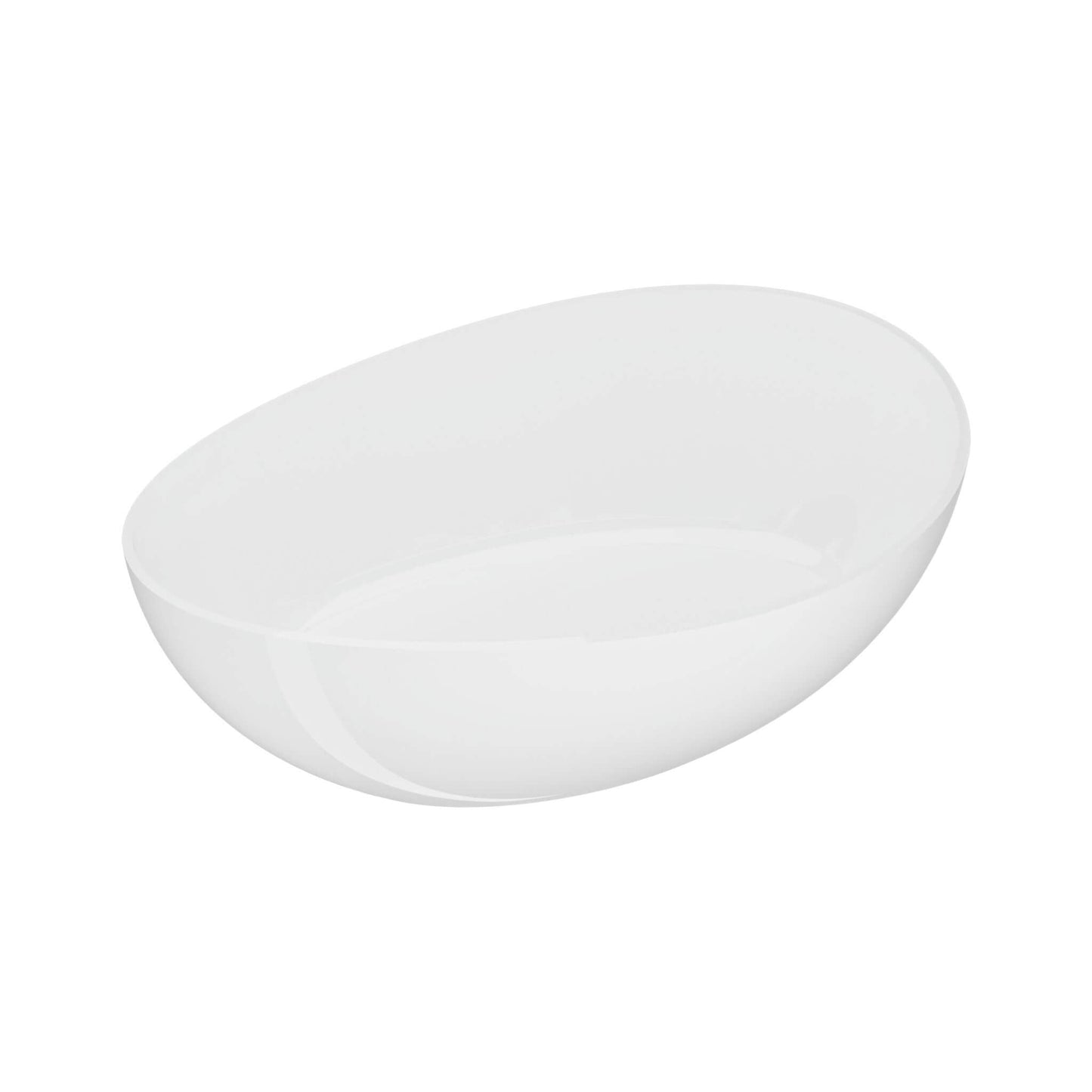 Nuvia 63-Inch Freestanding Glossy White Stone Resin Bathtub with Overflow and Drain