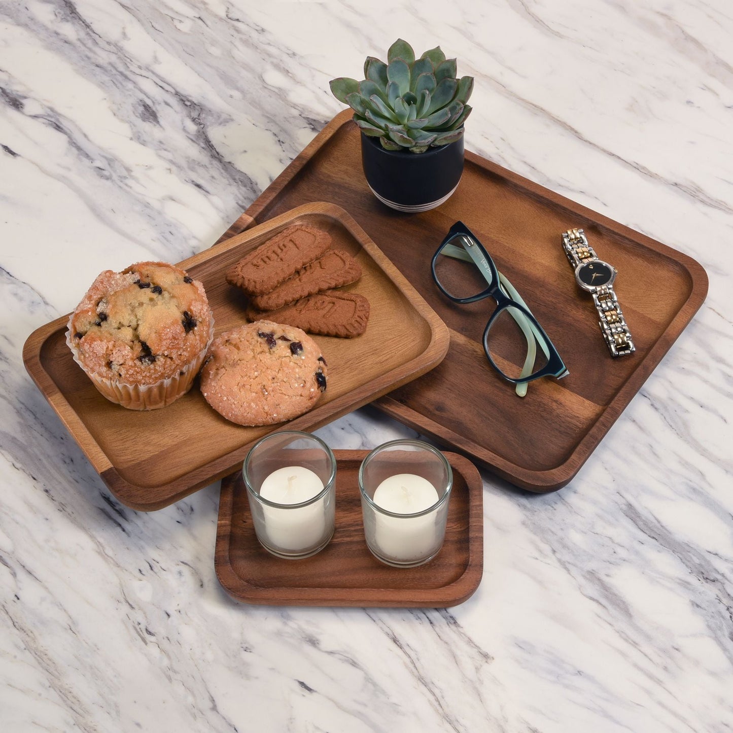 Set of 3 Acacia Serving Plates - 3 Sizes