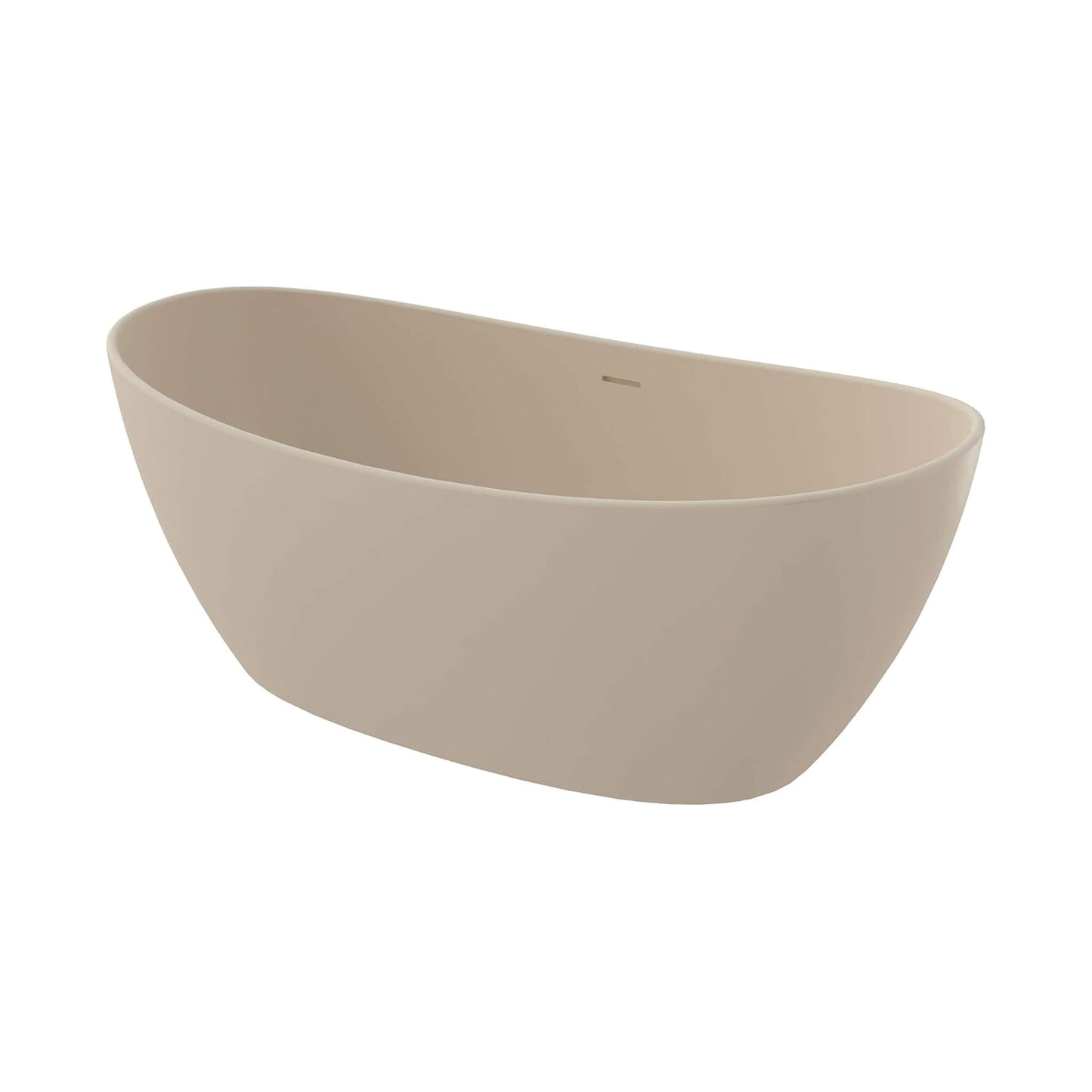 65" X 33.5" Inch Nuvia Freestanding Modern Oval Stone Resin Soaking Tub with Overflow Drain