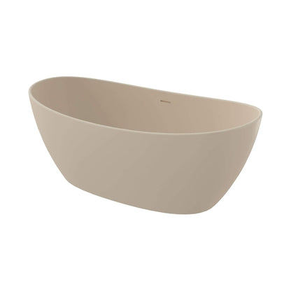 65" X 33.5" Inch Nuvia Freestanding Modern Oval Stone Resin Soaking Tub with Overflow Drain