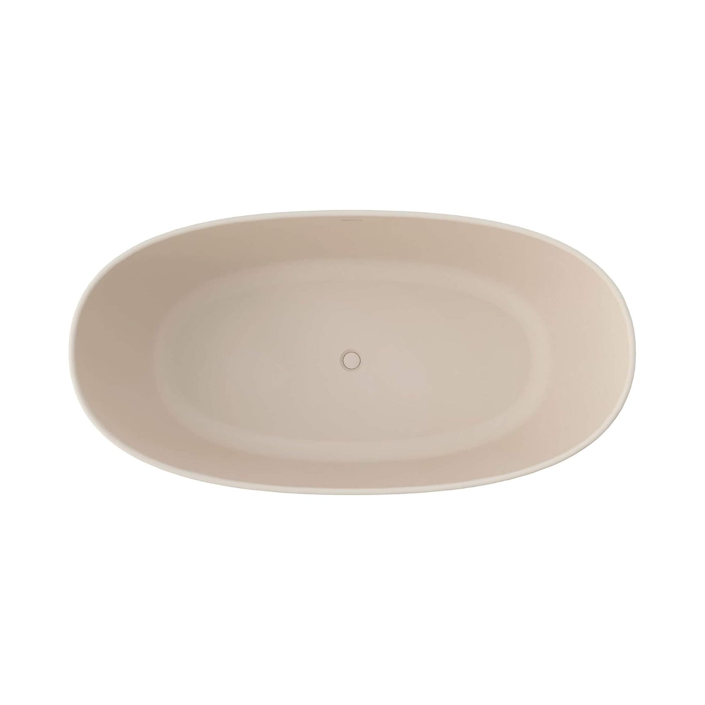 65" X 33.5" Inch Nuvia Freestanding Modern Oval Stone Resin Soaking Tub with Overflow Drain