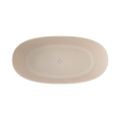 65" X 33.5" Inch Nuvia Freestanding Modern Oval Stone Resin Soaking Tub with Overflow Drain
