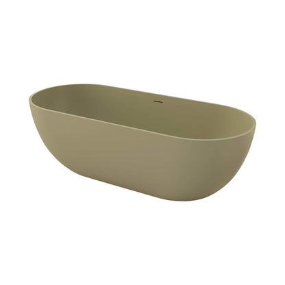69" X 30" Inch Nuvia Freestanding Oval Stone Resin Soaking Tub with Overflow Drain
