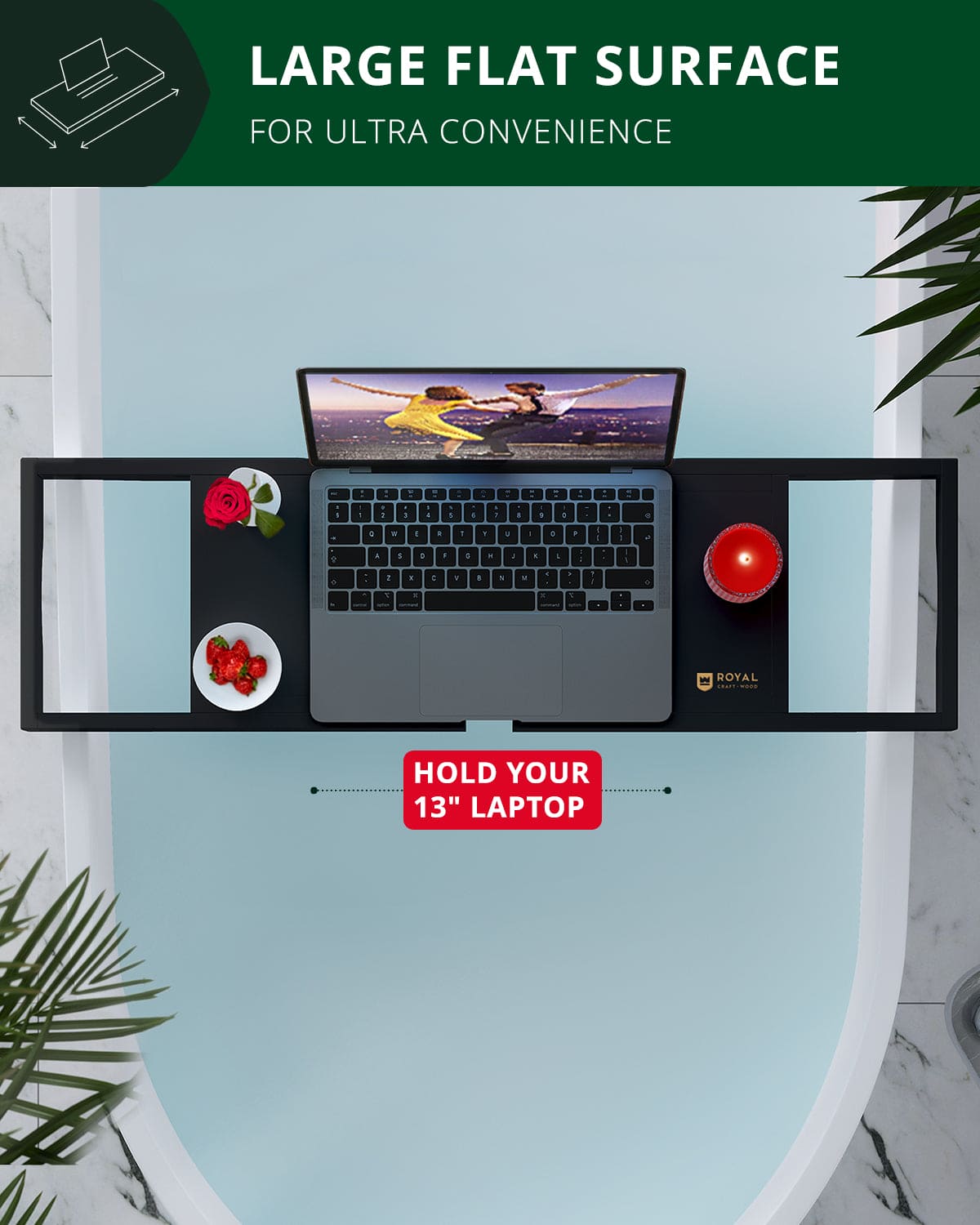 Bathtub Caddy Tray Lite, Black