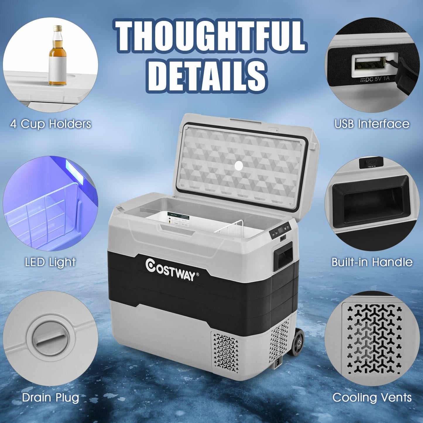 53 QT Portable Dual-Zone Car Refrigerator