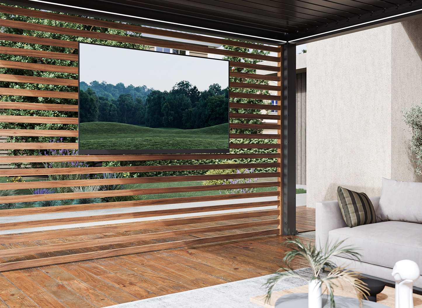 Wood-Grain Slat Walls for FlexPatio Pergolas