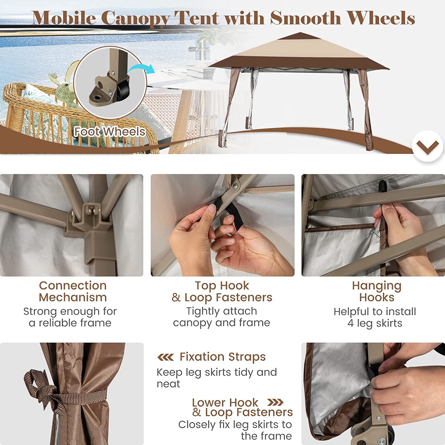 13' x 13' FT Pop-Up Patio Gazebo with Wheels