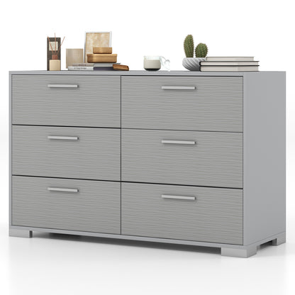 6 Drawer Storage Cabinet with Metal Legs Handles with Anti-Toppling Devices