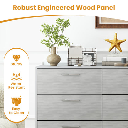 6 Drawer Storage Cabinet with Metal Legs Handles with Anti-Toppling Devices