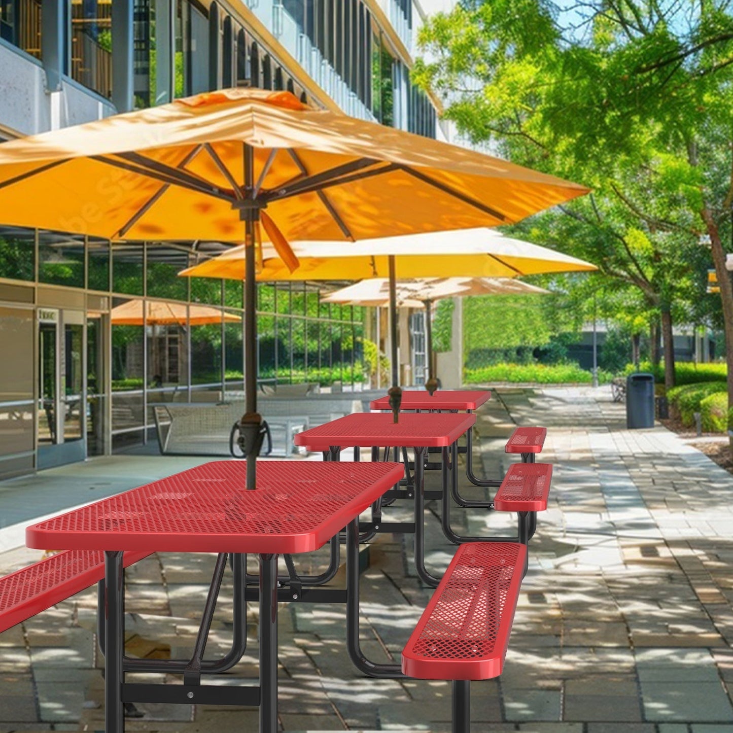 6ft Rectangle Picnic Table with Umbrella Hole