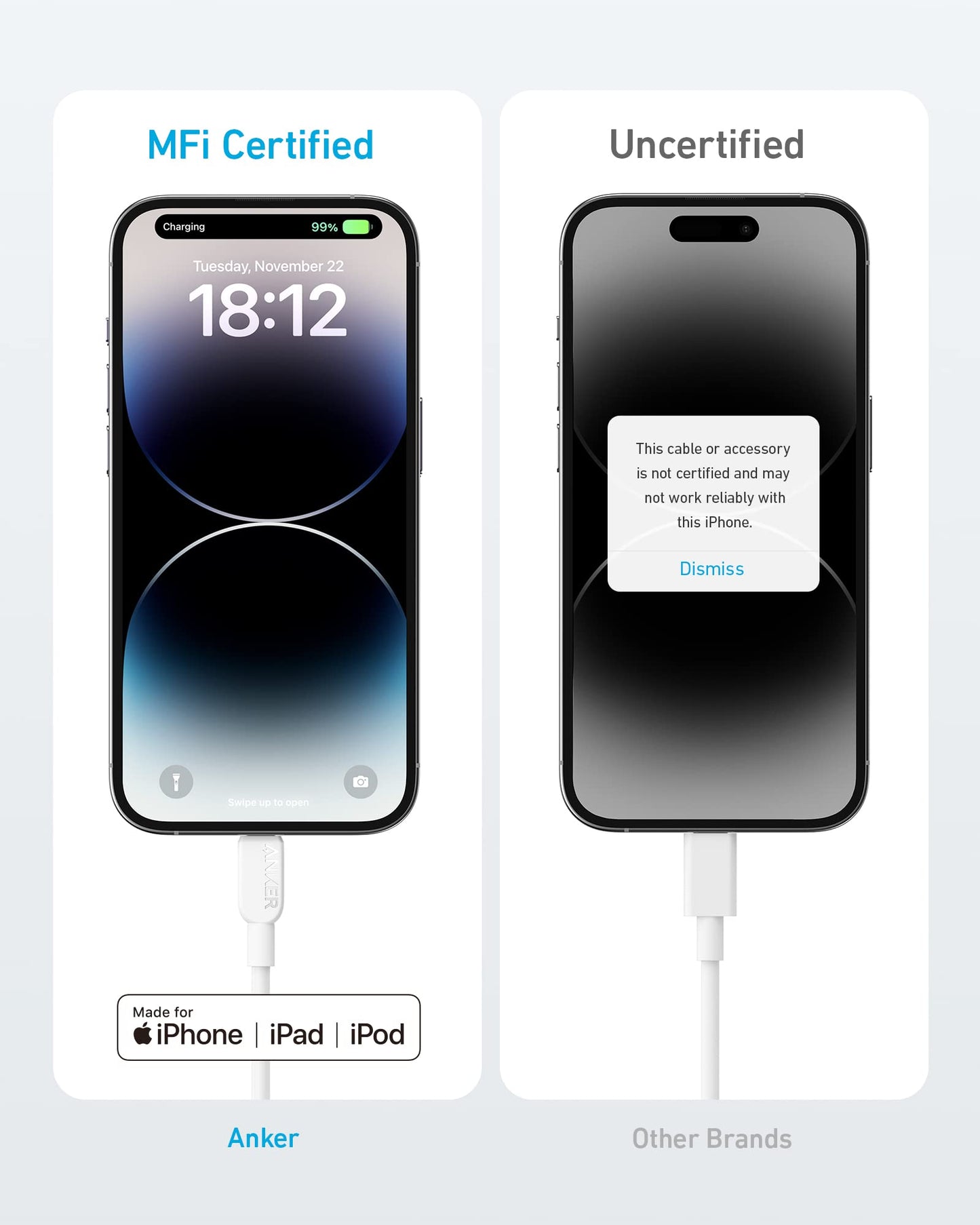 Anker 310 USB C to Lightning Cable (6 ft, 2pack)