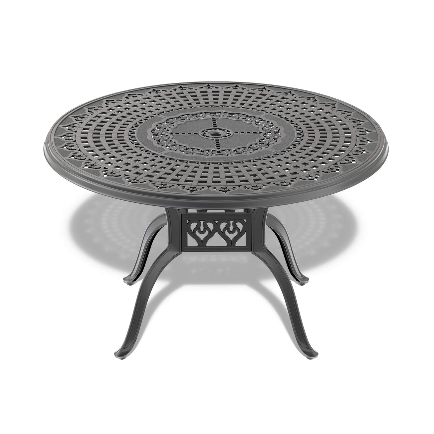 Alora 7-Piece Cast Aluminum Patio Furniture Set with Black Frame and Off-White Cushions