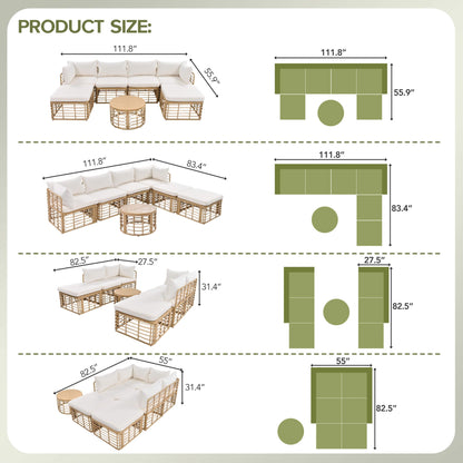 Alora 7-Piece Outdoor All-Weather Rattan Patio Sofa Set with Cushions
