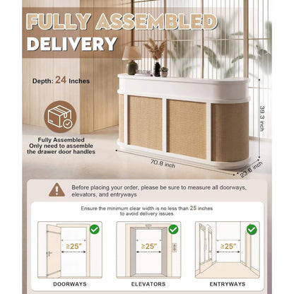 Velmor 70-Inch Modern Wooden Reception Desk With Lockable Drawers