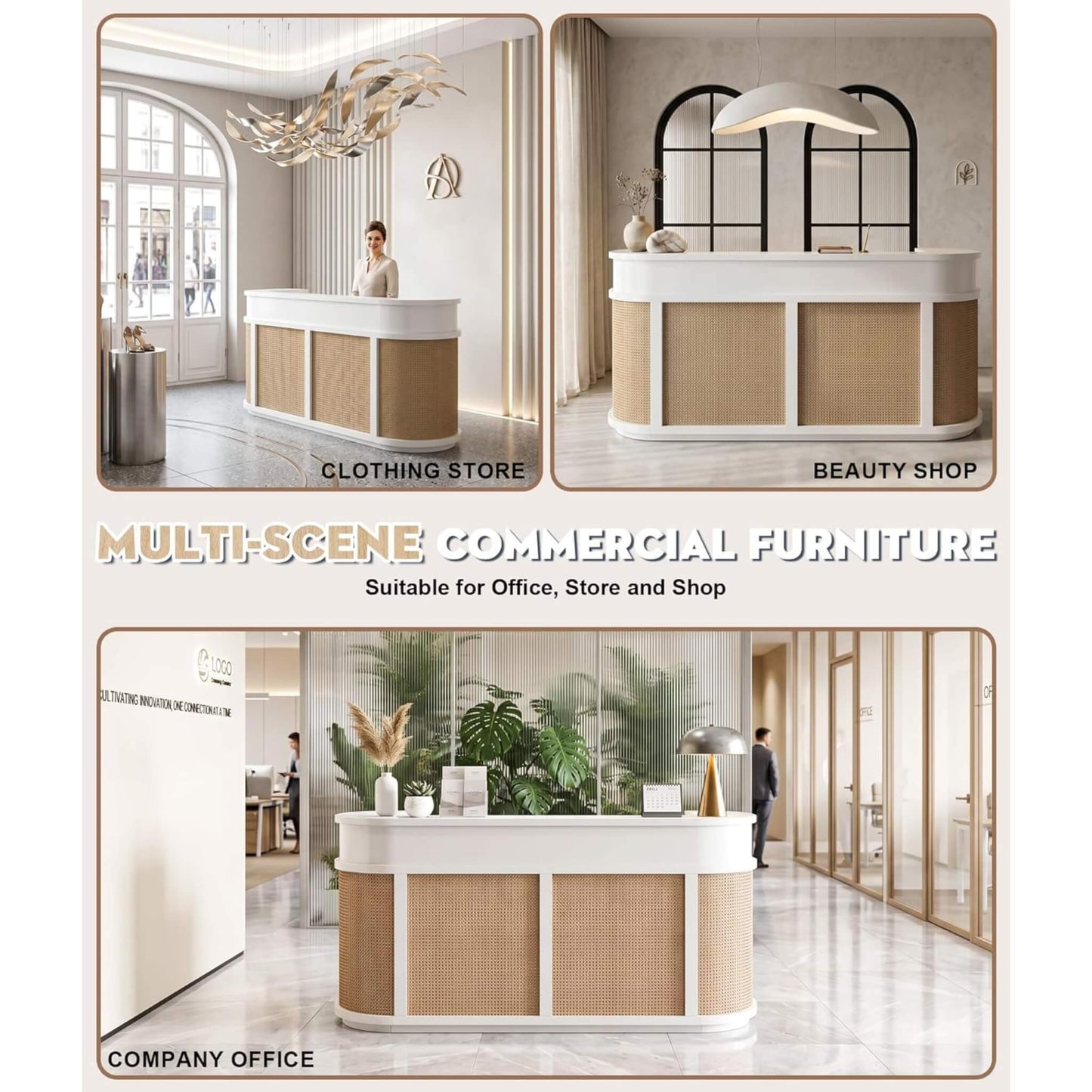 Velmor 70-Inch Modern Wooden Reception Desk With Lockable Drawers