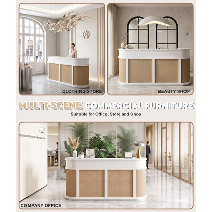 Velmor 70-Inch Modern Wooden Reception Desk With Lockable Drawers