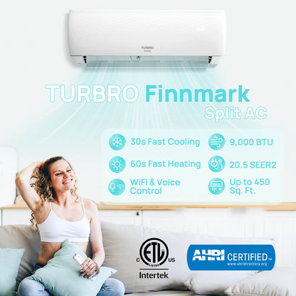 Finnmark 9,000 BTU Single Zone WiFi Mini Split AC (R32)