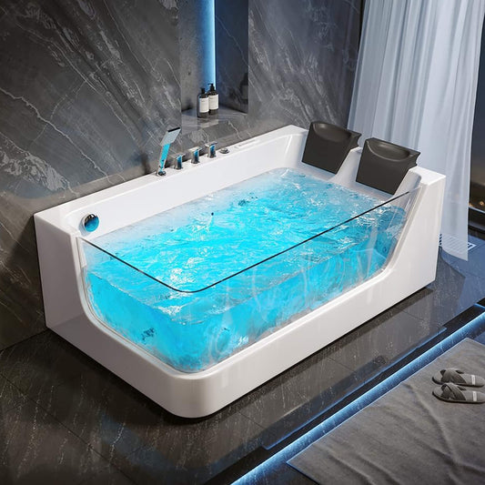 Alora 71-Inch Luxury 2-Person Acrylic Whirlpool Tub With LED Lights Jets And Faucet