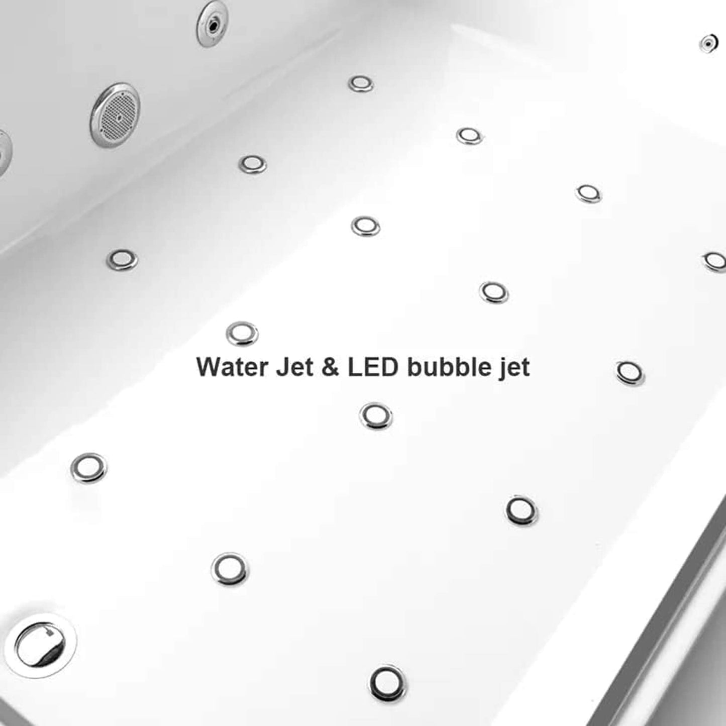 Alora 71-Inch Luxury 2-Person Acrylic Whirlpool Tub With LED Lights Jets And Faucet