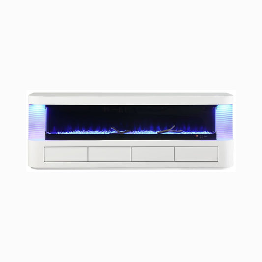 Nuvia 71-Inch Modern White Electric Fireplace TV Stand With 3-Level LED Brightness Setting [TV Stand Only]
