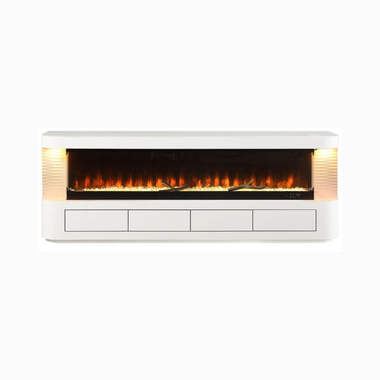 Nuvia 71-Inch Modern White Electric Fireplace TV Stand With 3-Level LED Brightness Setting [TV Stand Only]