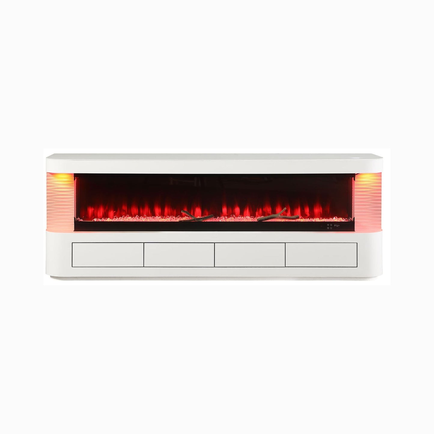 Nuvia 71-Inch Modern White Electric Fireplace TV Stand With 3-Level LED Brightness Setting [TV Stand Only]