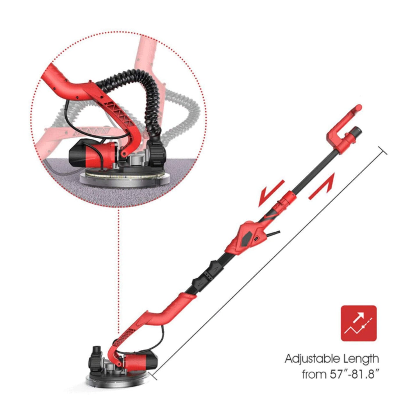 Heavy-Duty 710W Drywall Ceiling Pole Sander Vacuum Tool