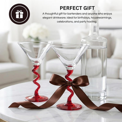 Spiral Stem Martini Glasses