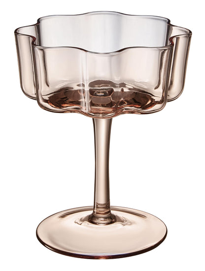 Flower Wave Coupe Cocktail Colored Glasses | Set of 6 | Venus Brown Colors