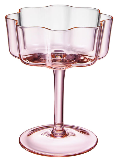 Flower Wave Coupe Cocktail Colored Glasses | Set of 5 | Fall/Holiday Colors