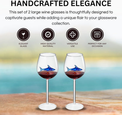 Shark-Inspired Wine Glasses Set of 2 – 13oz