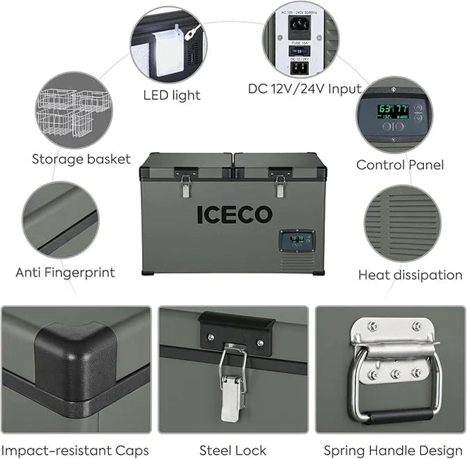 ICECO Dual Zone Metal Freezer with Cover 60LT