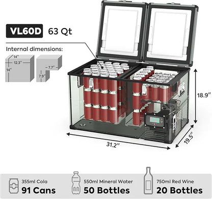 ICECO Dual Zone Metal Freezer with Cover 60LT