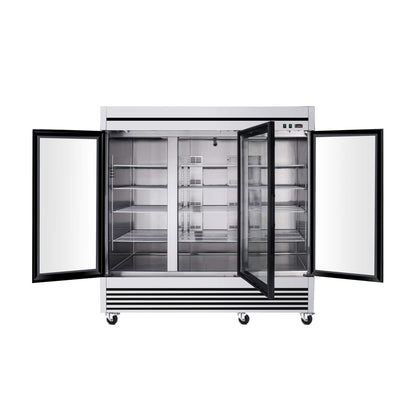 72 Cu.Ft Triple-Door Stainless Steel Commercial Reach-In Display Refrigerator