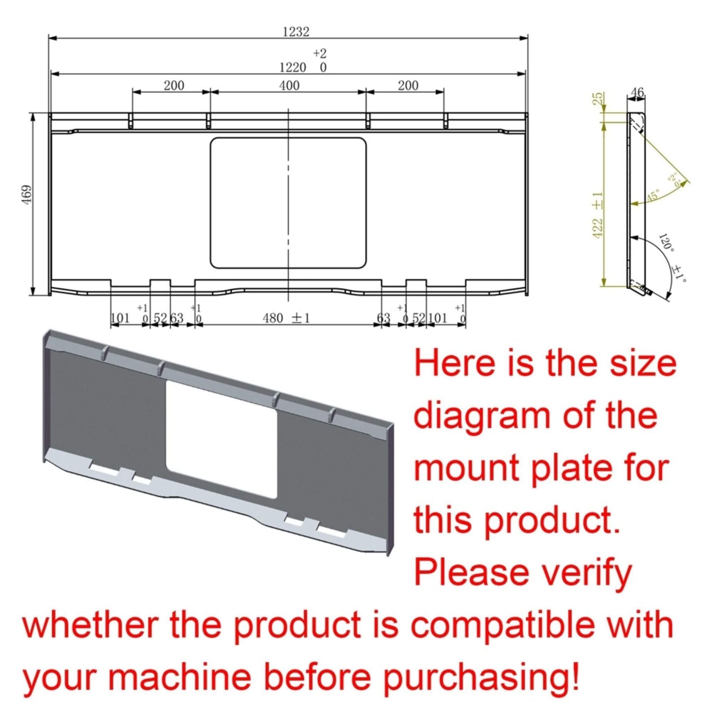72-Inch Light-Duty Snow Plow Skid Steer Attachment with Dozer Blade and Universal Quick Attach