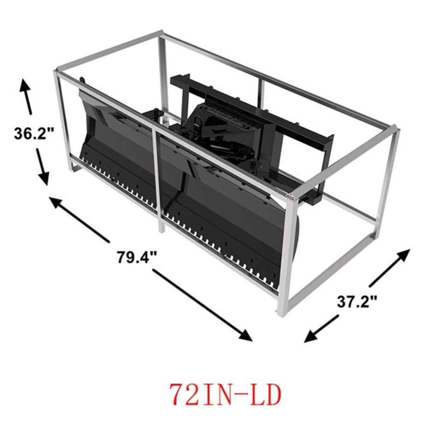 72-Inch Light-Duty Snow Plow Skid Steer Attachment with Dozer Blade and Universal Quick Attach