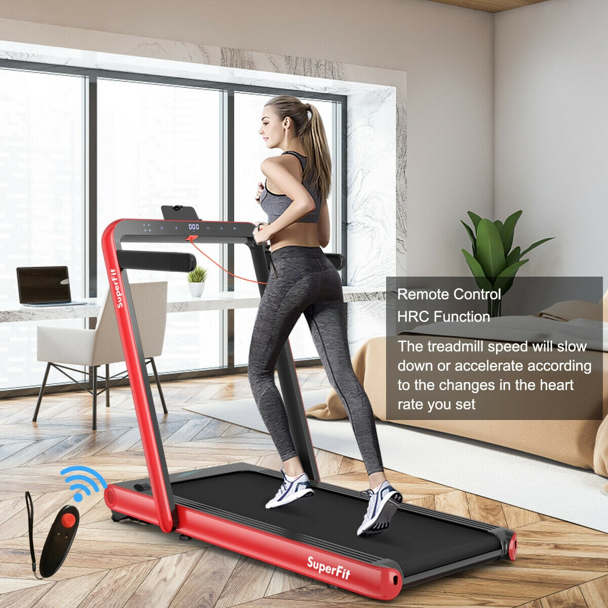 4.75HP 2 In 1 Folding Treadmill with Remote APP Control