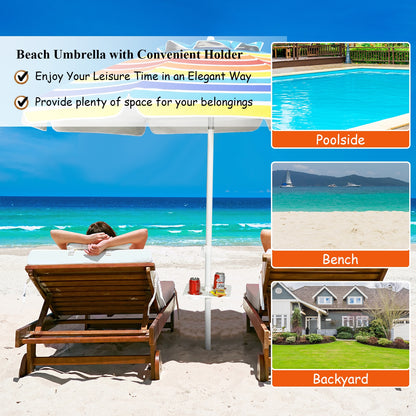 7.2 FT Portable Outdoor Beach Umbrella with Sand Anchor and Tilt Mechanism