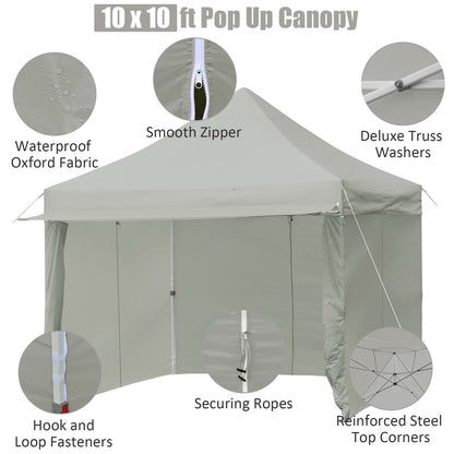 10' x 10' Feet Pop up Gazebo with 4 Height and Adjust Folding Awning