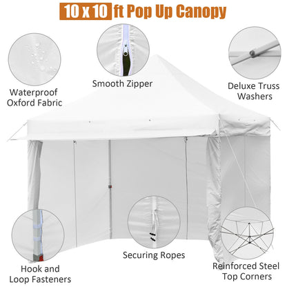 10' x 10' Feet Pop up Gazebo with 4 Height and Adjust Folding Awning