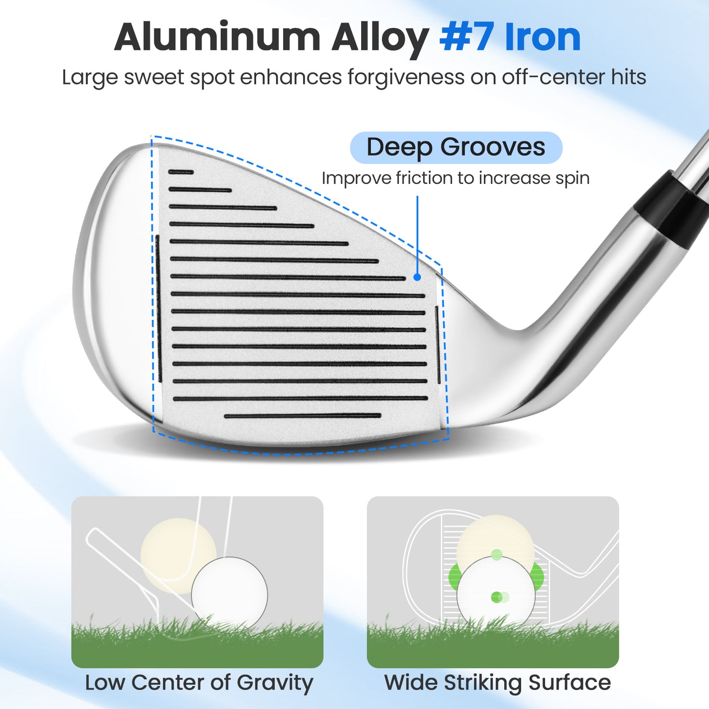 #7 Iron Single Golf Club for Men with Steel Shaft and Headcover