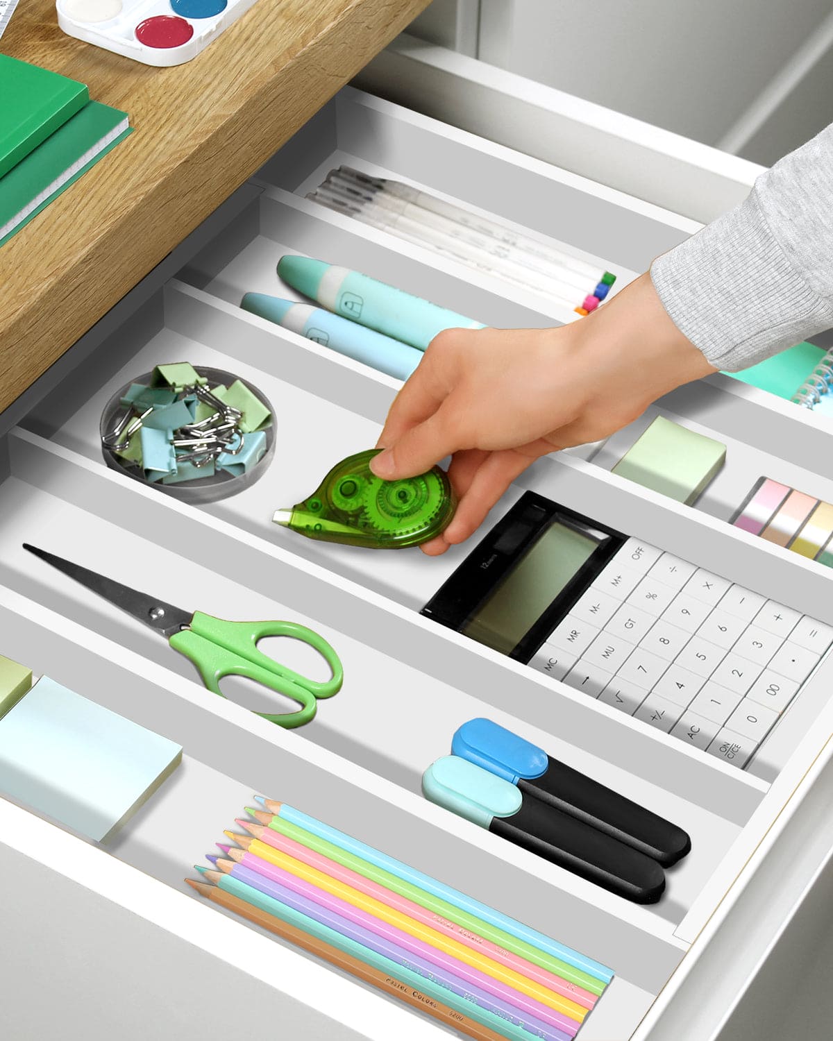 Utensil Drawer Organizer, White (5 Slots)